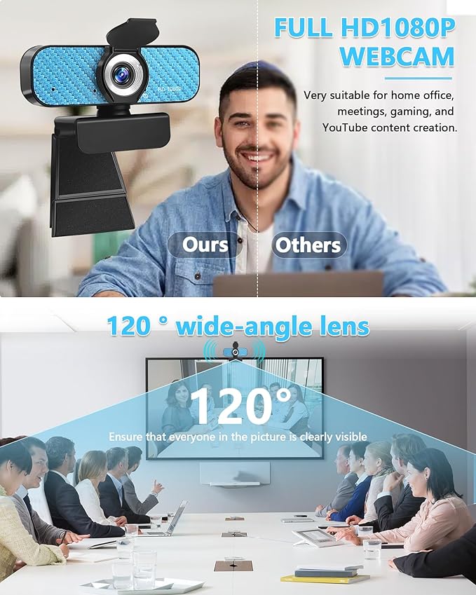 Webcam 1080P for Online Learners: Lag-Free Video &amp Built-in Mic for Zoom Class | Portable Design Fixed Focus USB Camera