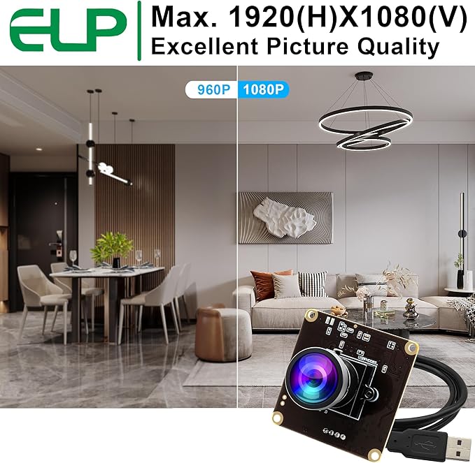 ELP 260fps USB Camera Module for Computer - 120 Wide Angle Lightburn 2MP Mini USB2.0 PC CMOS OV4689 260FPS@360P 120FPS@720P 60FPS@1080P FHD Web High Frame for Jetson Nano