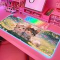 JMIYAV Pink RGB Gaming Mouse Pad 31.5x12 Inch PC XL Large Extended Glowing Led Light Up Desk Pad Non-Slip Rubber Base Computer Cute Mousepad Mat Desk Accessories Gaming Setup 27-911