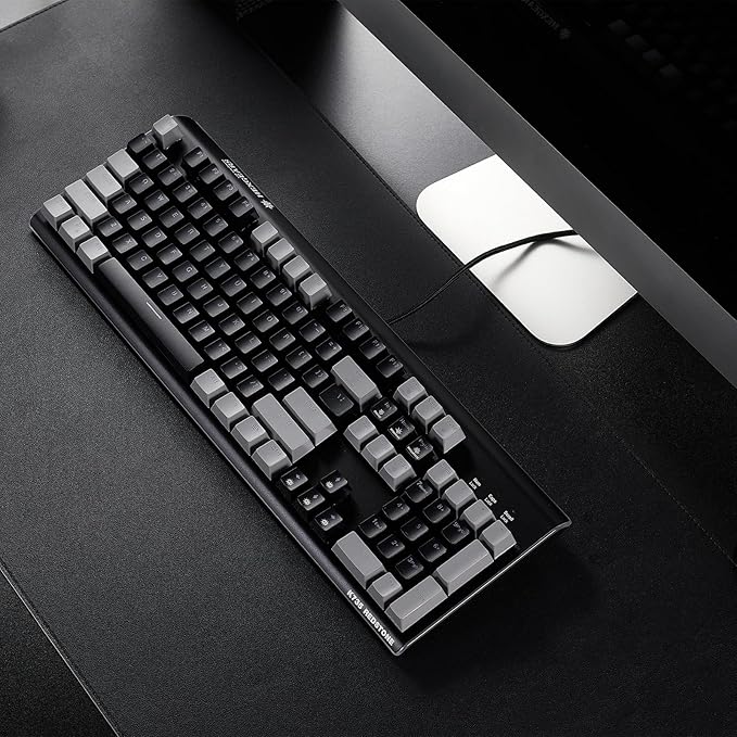 Hexgears GK735 Wired Full Size Mechanical Keyboard Aluminum Housing Built for Gamers w/Kailh Box White Switch White Backlit + Surrounded by RGB Light Strip 104 Keys Gaming Keyboard for PC/Mac