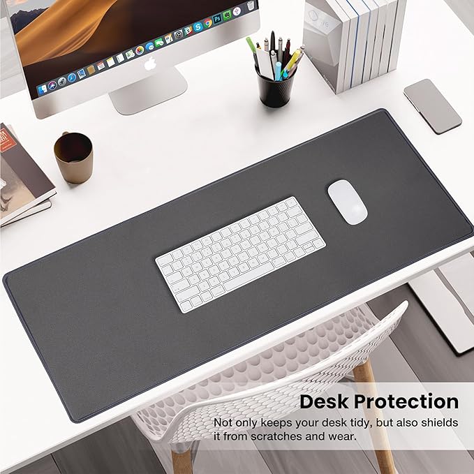 ALOANES Waterproof Mouse Pad with Durable Stitched Edge XXXL Gaming Keyboard Pad Non-Slip Rubber Base Mouse Mat Extended Desk pad for Gamer Office &amp Home Dark Gray Mousepad 35.4x 15.7x 0.12