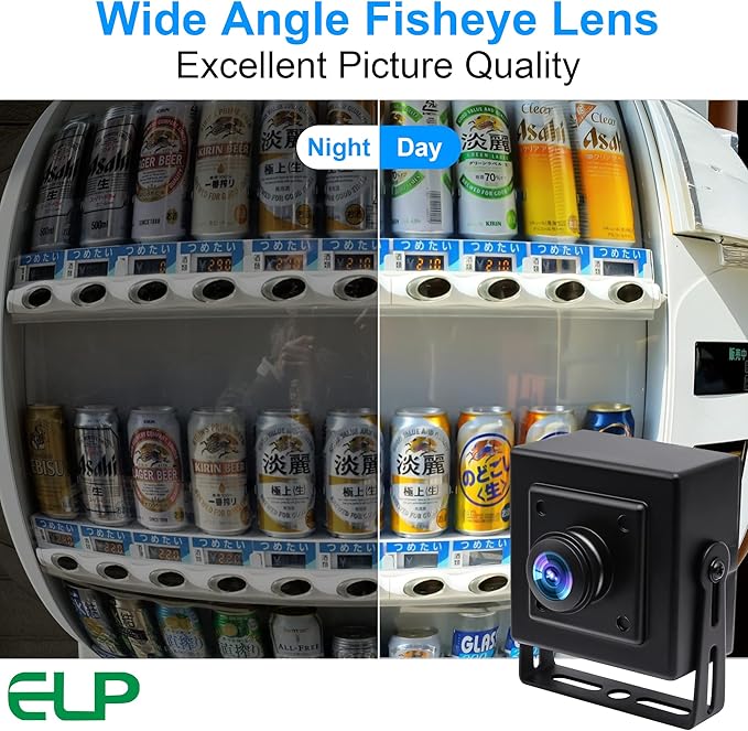 ELP Sony IMX323 Sensor Mini Wide Angle USB Camera with 180degree Fisheye Lens HD 1080P 0.01Lux Low Light PC Camera UVC H.264 USB2.0 Embedded Webcam for Computer LaptopRaspberry Pi