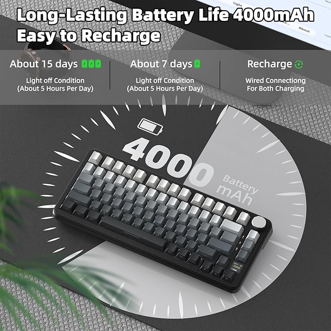 ATTACK SHARK X85PRO 75% Wireless Mechanical KeyboardTFT Smart Display &amp KnobBT/2.4GHz/Wired Gaming KeyboardSide Printed &amp 5 Color PBT KeycapsGasket RGBHot-Swapwith Pro Cable for PC/MAC