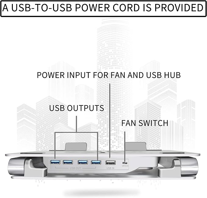SOUNDANCE Laptop Cooling Pad with Low-Noise Fan and 3.0 USB Hubs Ventilated Laptop Cooler Prevent Overheating Ergonomic Laptop Stand Support Up to 17” Gaming Notebook Computer Aluminum