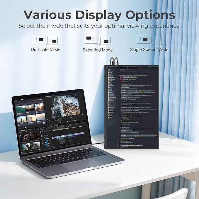 Portable Monitor for Laptop-14'' 1200P 100% sRGB FHD IPS Display Ultra-Slim USB-C HDMI External &amp Travel Monitor with Cover &amp Speakers for Laptop/PC/Mac/Phone/Xbox/Switch/PS4