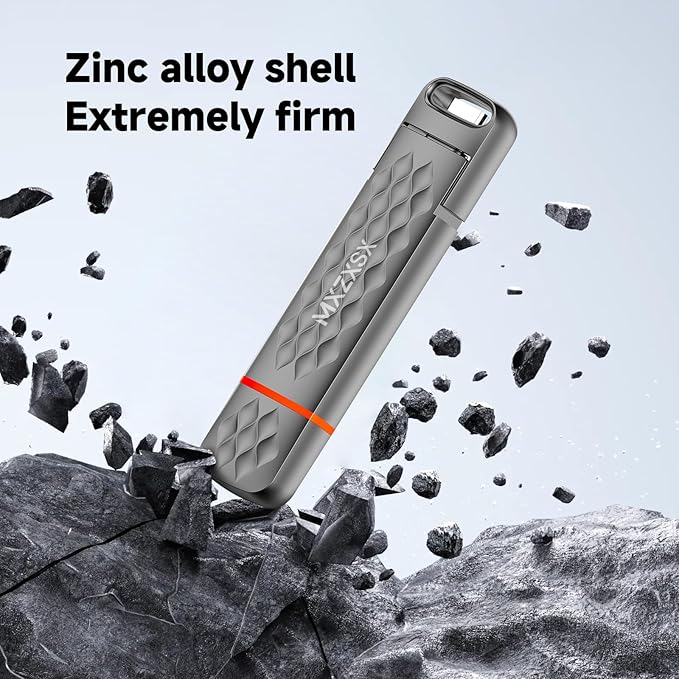 External SSD USB Flash Drive 256GB Up to 550MB/s External SSD Thumb Drive USB 3.2 + Type C for iPhone15/16/17 Android Phone PS4/PS5/MacBook/iPad/SmartTV Zinc Alloy Body