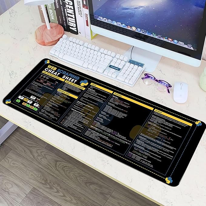 Web Scraping Cheat Sheet Mouse Mat Large Mouse Pad for Developers Quick Guide for Coders Essential Computer Accessories for Study Work and Reference Purposes NVA