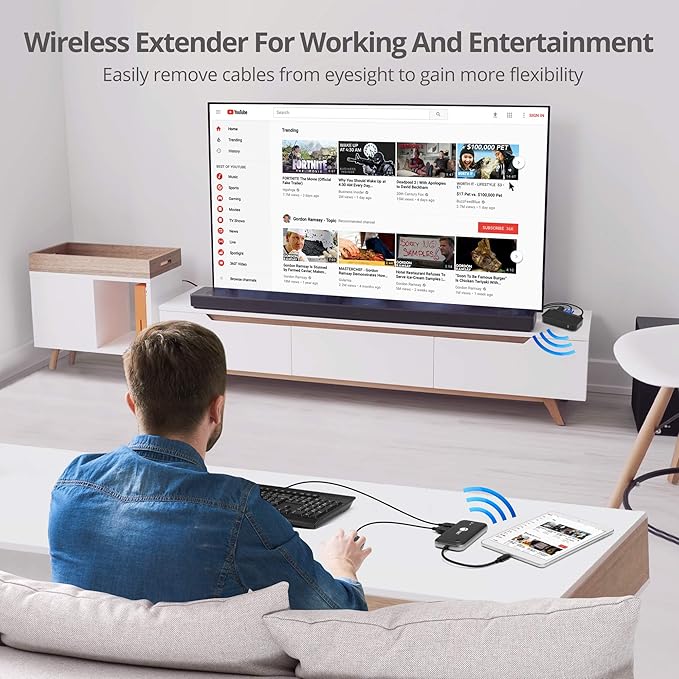 SIIG Wireless Video Extender with USB-C Hub 2X USB 3.0 5Gbps SD &amp TF Card Reader Extend 1080p Video to VGA &amp HDMI Display via Wireless simultaneously USB-C DP Alt Mode Required (CE-H26P11