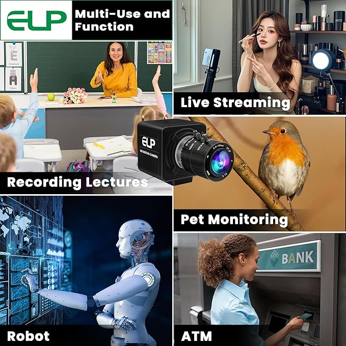 ELP 12mp USB Camera Manual Zoom Webcam for Computer 1080P 120fps Variable Focus Lightburn Camera High Speed 3.6-10mm 3X Zoom USB2.0 PC Cam Varifocal USB Security Webcamera for Video Conference