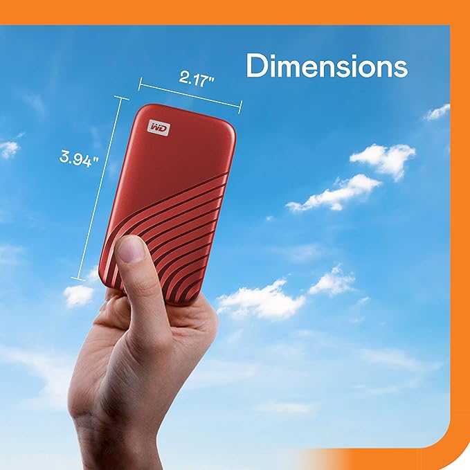 Western Digital 2TB My Passport SSD Portable External Solid State Drive Red Sturdy and Blazing Fast Password Protection with Hardware Encryption - WDBAGF0020BRD-WESN