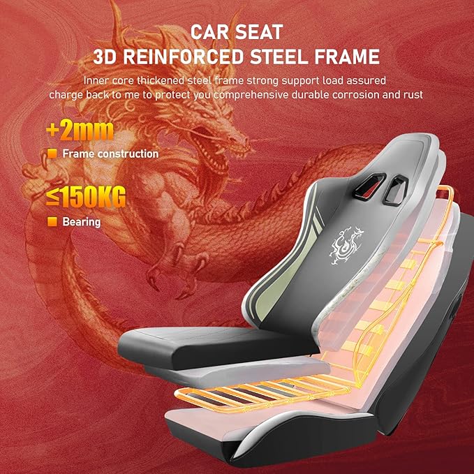 GTPLAYER Gaming Chair with Bluetooth Speakers and Footrest Dragon Series Video Game Chairs Heavy Duty Ergonomic Chairs Esports Gaming Computer Office Chair (Gray)
