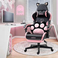Cat Ears Gaming Chair with 310lbs Capacity - PU Leather Ergonomic Reclining Office Chair Adjustable Lumbar Support 360° Swivel for Gamers Adults Kids Black with Pink Accents