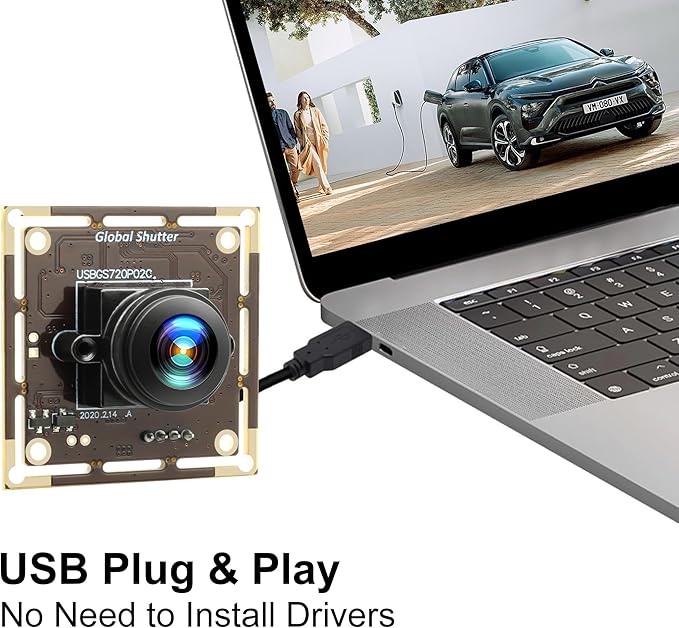 MMlove USB Camera Module 720P 60fps Global Shutter 170 Degree Wide Angle Fisheye Lens Webcam 1MP lightburn Camera for Embedded ApplicationsVR Face Recognition StreamingPC/Laptop/Raspberry Pi