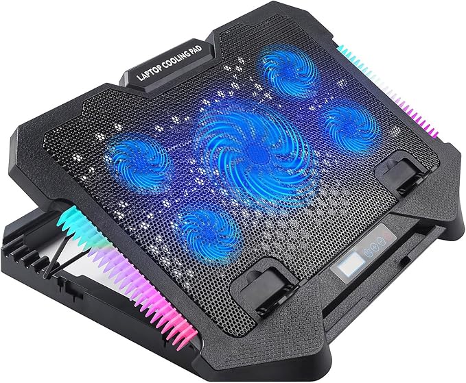 Laptop Cooling Pad Coolers Gaming Fan Stand Adjustable LED Quiet Fan 2 USB Port Heat Dissipation