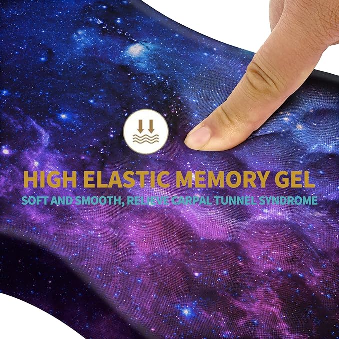 Hokafenle Ergonomic Mouse Pad Wrist Support with Massage Design Wrist Rest Pain Relief Mousepad with Memory Foam&ampNon-Slip PU Base Mouse Pads for Wireless Mouse &amp Desk (12x8 inchGalaxy)