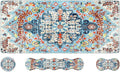 iLeadon Mouse Pad Set Desk Mat + Mouse Pad with Wrist Rest + Keyboard Wrist Rest + Coaster 4in1 Large Gaming Mouse Pad Set for Home Office Retro Boho Floral Blue