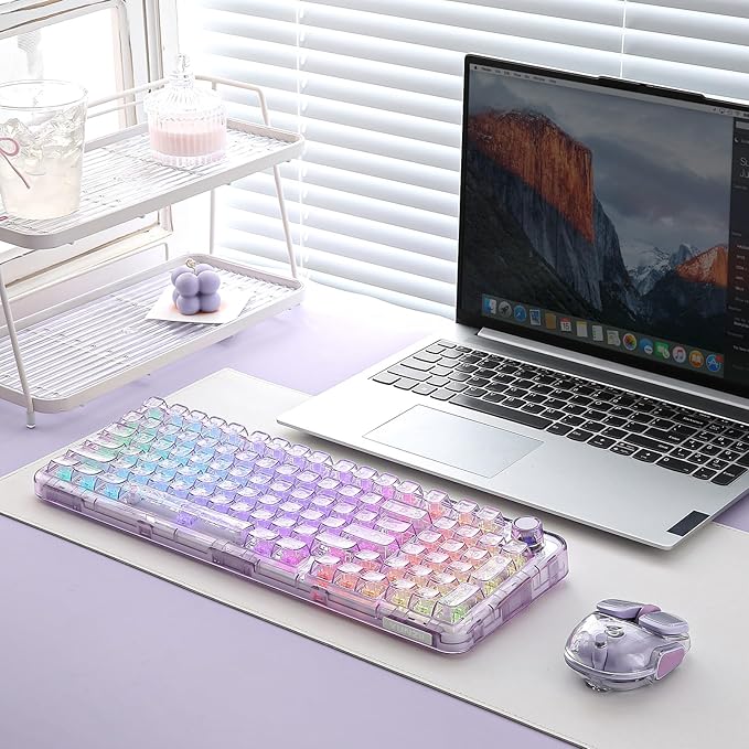YUNZII X98 QMK/VIA Wireless Mechanical Gaming Keyboard with KnobTri-Mode BT5.0/USB-C/2.4GHz Hot Swappable KeyboardPre-lubed Switches Gasket Mount RGB Backlit for Wins/Mac (Purple Crystal Switch)