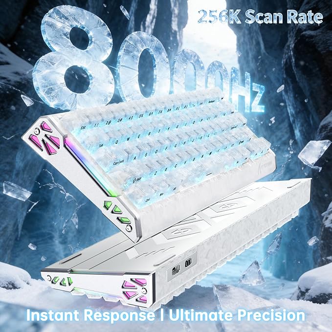 ATTACK SHARK R68HE Carbon Fiber 8000Hz Rapid Trigger Keyboard0.005mm RT Accuracy 68 Keys Wired Gaming Keyboard with Magnetic SwitchAdjustable Actuation Rapid TriggerRGB Lighting for PC/MacWhite