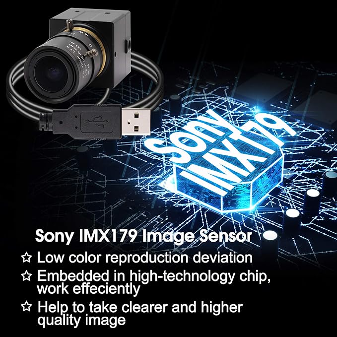 2.8-12mm Varifocal Lens USB Camera 8 Megapixel Webcamera with Image Sensor Webcam Super High Difinition 3264X2448 USB Camera Outdoor Indoor Webcamera for Video Systems