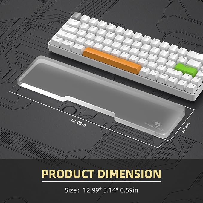 SELORSS Acrylic Keyboard Wrist Rest - Compact 60% Keyboard- Mechanical Keyboards Ergonomic Palm Rest for Computer KeyboardAnti-Slip BaseWrist Pad for LaptopOffice &amp Home-Easy Typing