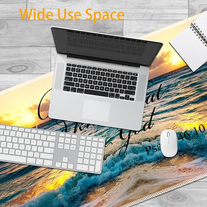 Large Mouse Pad Set Desktop Mouse Pad + Keyboard Wrist Pad + Mouse Wrist Pad + Coaster Ergonomic Memory Foam Multi-Functional Desk Mat - Sunset Beach