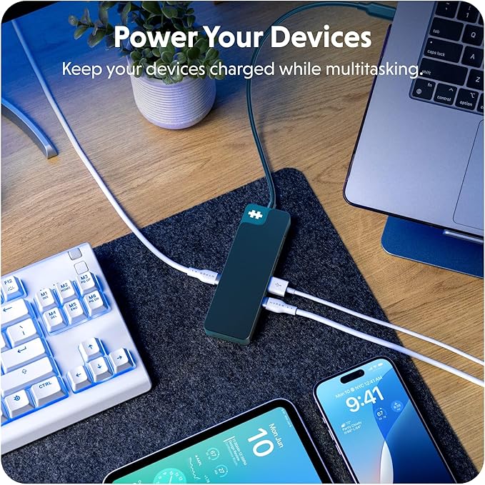 HyperDrive Flex 8-Port USB C Hub Multiport Adapter for Crisp Visuals Fast Transfer Charging — HDMI 4K30Hz 100W Power Delivery 5Gbps 2X USB-A SD MicroSD Audio Jack (Black)