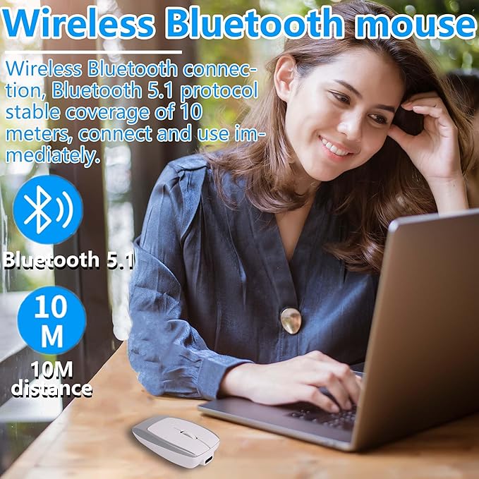 Wireless Mini Bluetooth Mouse with Card Reader (Up to 2TB)Portable Compact Silent Rechargeable Small Finger Optical Travel Mouse for PC/Laptop/Tablet/Smartphone Students Kids Girl Boy Gift (Silver)