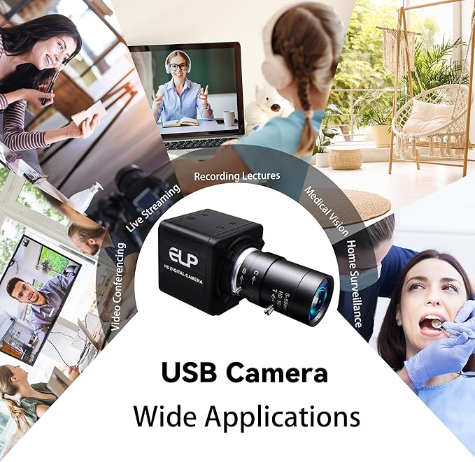 MMlove USB Camera 5MP HD Webcam 5-50mm Manual 10X Varifocus Zoom Lens Lightburn Camera with CMOS OV5640 Sensor for Skype/Zoom/FaceTime/HangoutsPC/Laptop/Raspberry Pi Free Driver UVC