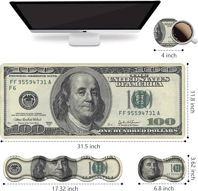 Ergonomic Keyboard Wrist Rest and Mouse Pad Wrist Rest Set Large XXL Gaming Mousepad 31.5x 11.8 Memory Foam Easy Typing Pain Relief Multifunctional Desk Mat for Office &amp Home 100 Dollar Bil