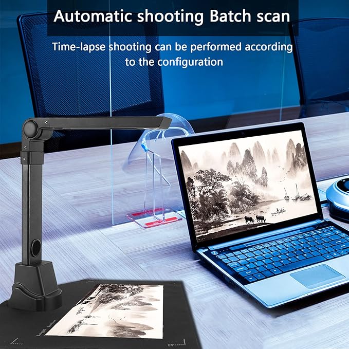 NetumScan 13MP Book Document Camera for Teachers Multi-Language OCR Recognition by AI Technology Foldable &amp Portable Real-time Projection Video Recording Capture Size A3/A4-WindowsMac OSLin