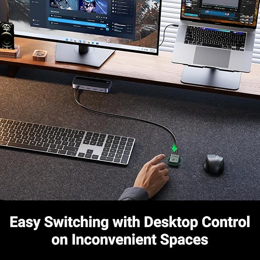 UGREEN USB 3.0 Switch 2 Computers Sharing USB C &amp A Devices 4 Port USB Switcher Sharing Keyboard and Mouse Printer/Scanner USB Switch Hub for Two Computers with 2 USB3.0 Cables and Controller