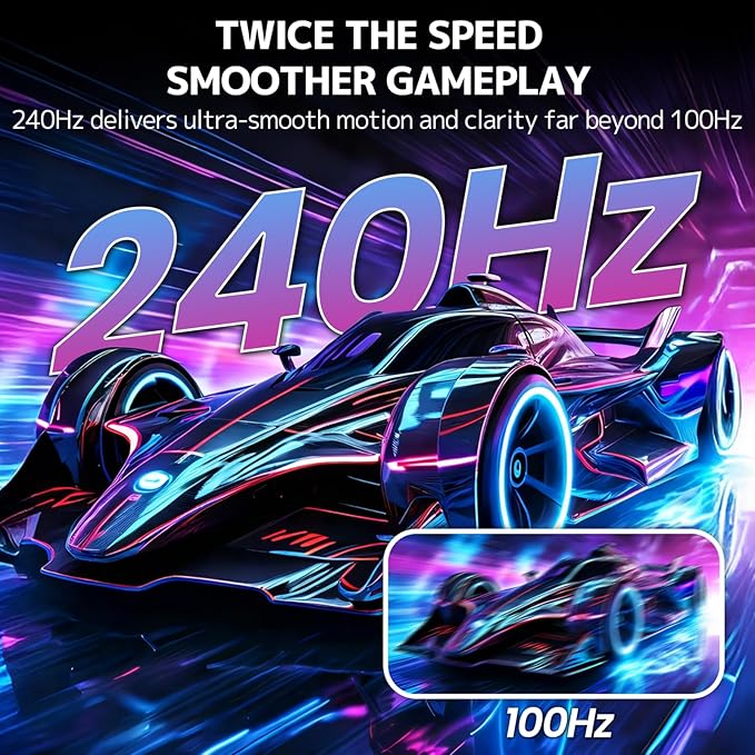 CRUA 32 Curved Gaming Monitor 240Hz Full HD 1920×1080P VA Panel 1800R Ultra-Wide Screen 120% sRGB Color AMD FreeSync Low Blue Light HDMI 2.0 &amp DP 1.4 Ports Wall Mountable Installs-Black