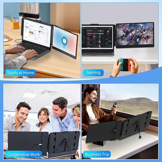 14 Laptop Screen Extender FHD 1080P IPS Dual Screen Laptop Monitor Extender Portable Monitor for Laptops 13-17.3 Compatible with Win/Mac/Android/Switch