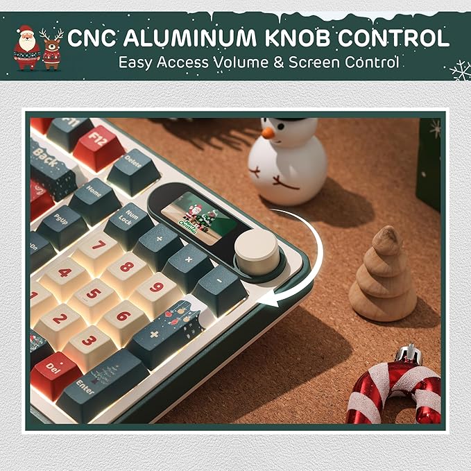 RK ROYAL KLUDGE S98 Mechanical Keyboard w/Smart Display &amp Knob Top Mount 96% RGB Wireless Gaming Keyboard BT/2.4G/USB-C Hot Swappable Software Support Creamy Sound 98 Keys Winter Beige