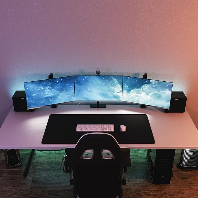 Mega Size Gaming Mouse Pad - Anti Slip Rubber Base - Stitched Edges - Large Desk Mat - 48 x 24 x 0.16 (Mega All Black/No Logo)