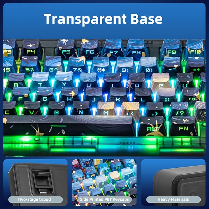 ZORNHER ZH980 Mechanical Keyboard95% Blue Creamy Keyboard with Number PadVan Gogh's Starry Night Dye Sublimation PBT KeycapsPre-lubed Clicky SwitchesHot-Swappable