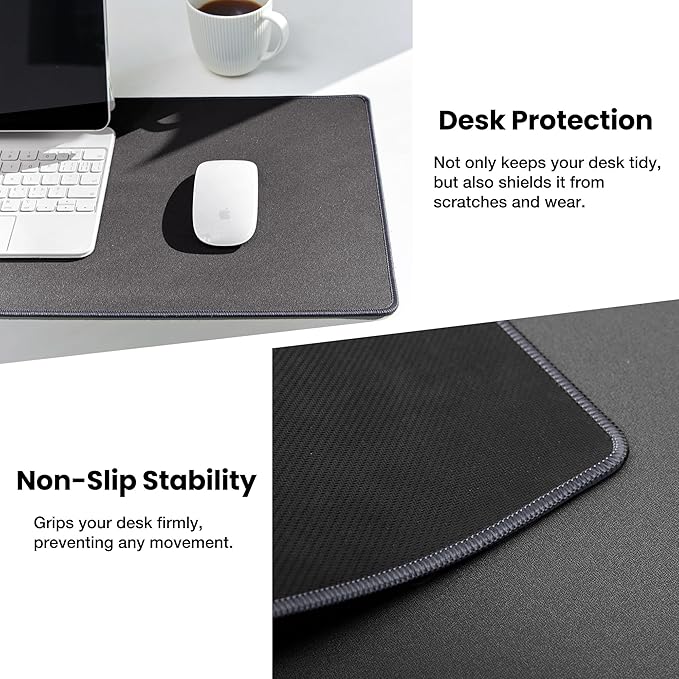 ALOANES Waterproof Mouse Pad with Durable Stitched Edge XXXL Gaming Keyboard Pad Non-Slip Rubber Base Mouse Mat Extended Desk pad for Gamer Office &amp Home Dark Gray Mousepad 35.4x 15.7x 0.12