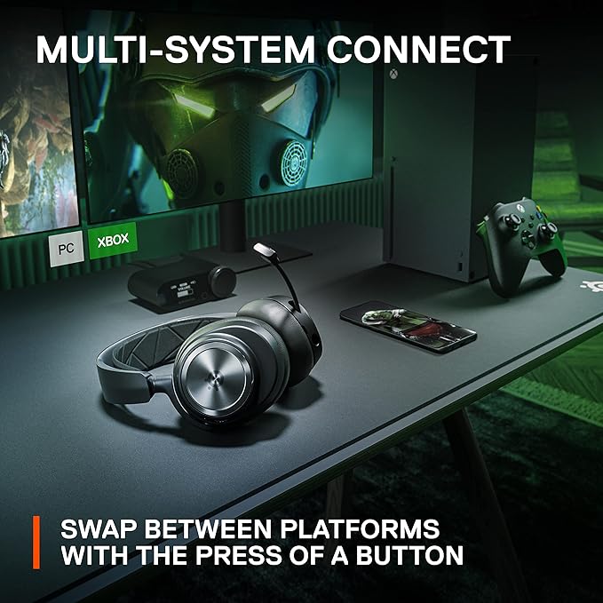 SteelSeries Arctis Nova Pro Wireless Xbox Multi-System Gaming Headset - Premium Hi-Fi Drivers - Active Noise Cancellation Infinity Power System - Stealth Mic - Xbox PC PS5 PS4 Switch Mobile