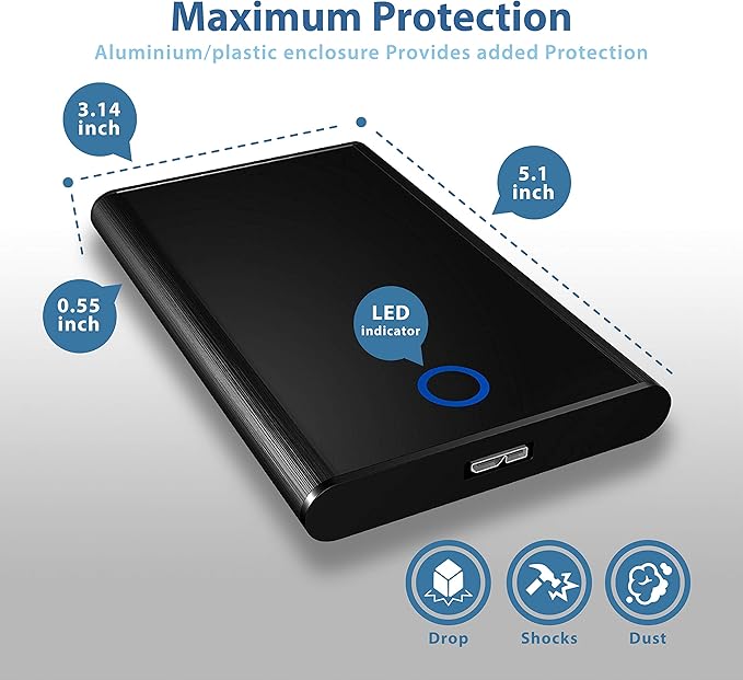 ICY BOX IB-273StU3 External Enclosure for 2.5 SATA HDD/SSD with USB 3.0 Port UASP SATA III (Black)