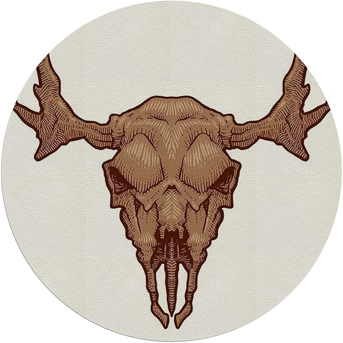 Brown White PU Leather Hardwood Floor Gaming Chair Mat Cartoon Animals Nature Hipster Round Floor Mats for Office Chair Desk Chair Anti Slip Floor Protector for Rolling Chair Animal Diameter 35.4 in