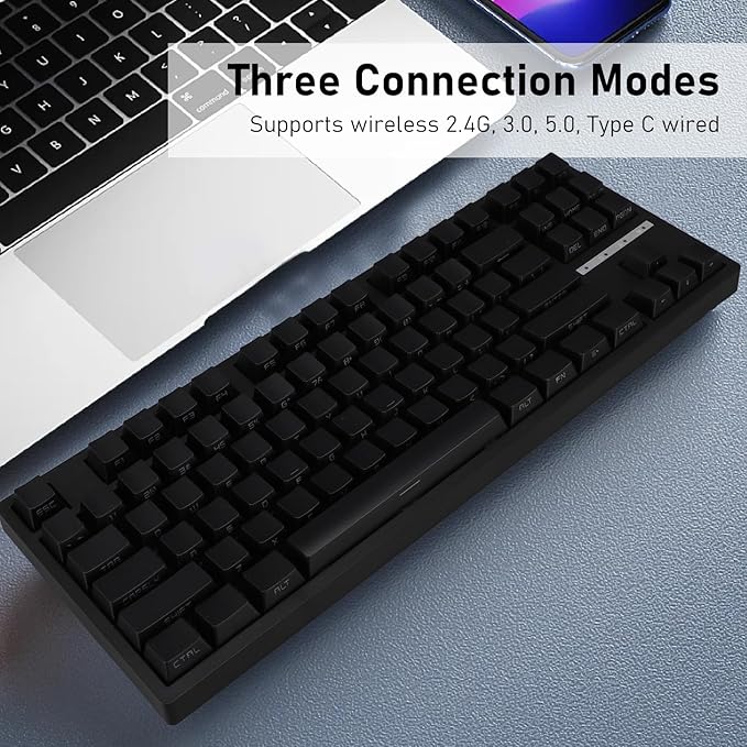 Gaming Keyboard RGB Backlit 87 Keys Bluetooth 3.0 5.0 Type C Wired Blue Switch Mechanical Gaming Keyboard for PC Laptop RGB Multiple Lighting Modes