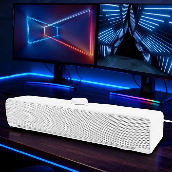 SUNGOOYUE Desktop Speaker Conference Computer Speaker Immersive 3D Sound with Dynamic Light Effects USB Aux Compatibility for PC Laptop Smart Devices