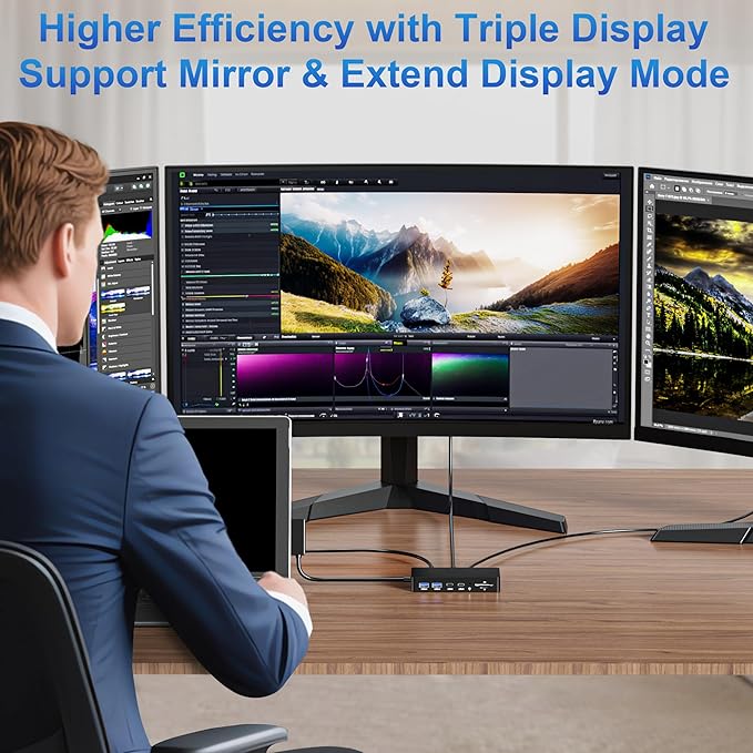Surface Dock 12-in-1 Triple Displays VGA +Dual HDMI Surface Pro Dock Surface Docking Station for Surface Pro 11/10/9/8/X/7/6/5/4/3 Surface Book Surface Go Surface Laptop Dock
