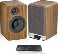 Powered Bookshelf Speakers 60W Record Player Speakers with 3.5 Inch Woofer Active Turntable Speakers Wired AUX/RCA/BT Input Retro Computer Speakers for Vinyl Player HiFi Stereo Speakers