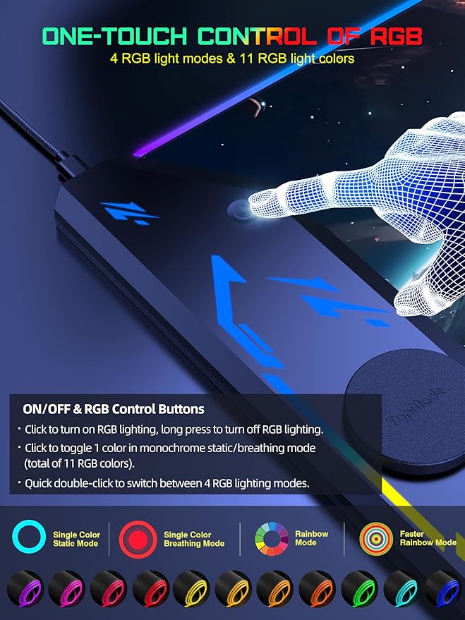 TopMade Wireless Charging Mouse Pad RGB Gaming Mousepad 35.4 x 15.8 Extra Large Waterproof Keyboard Desk Pad Computer Desk Mat Cosmic Planet (Includes 20W PD Power Adapter &amp 6.56ft Woven Cab