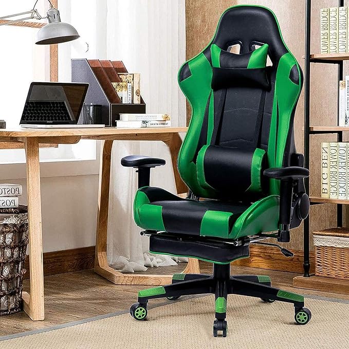 Home Ergonomic Office Chair Ergonomic Computer Chair with Adjustable Height Gaming Chair High Back Adjustable Swivel Video Game Chair with Footrest and Headrest