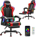 Homall Gaming Chair Video Game Chair with Footrest and Massage Lumbar Support Ergonomic Computer Chair Height Adjustable with Swivel Seat and Headrest (RGB Red)