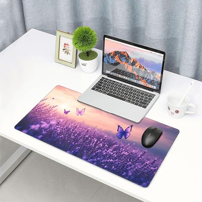 Butterflies Desk Cover MatExtended Large Mouse PadComputer Laptop Mat Desk Decor for Office Game Home 30x16 Inch