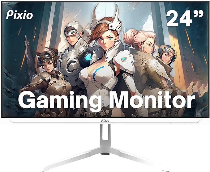 Pixio PX248 Wave White 24 inch 200Hz Refresh Rate FHD 1080p Resolution Fast IPS Panel 1ms GTG Response Time Gaming Monitor and PS1S Wave White Single Monitor Arm - Fits up to 32 inches and 19.8lbs