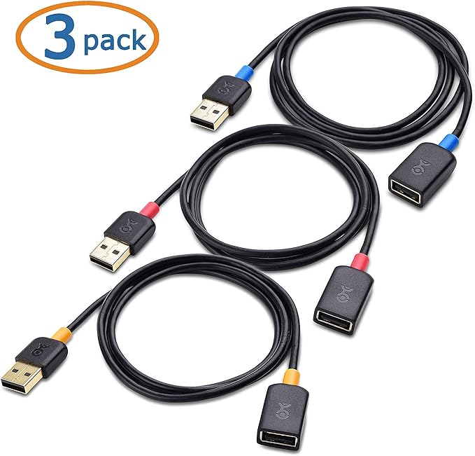 Cable Matters 3-Pack Short USB to USB Extension Cable (Male to Female USB Extender Cable) - 3 ft &amp Ultra Mini 4 Port USB Hub